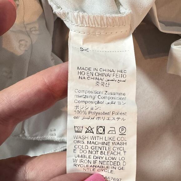 Shein Curve Plus Size 3XL White Smocked Top Swiss Dot Tie Shoulder Top - Picture 6 of 8